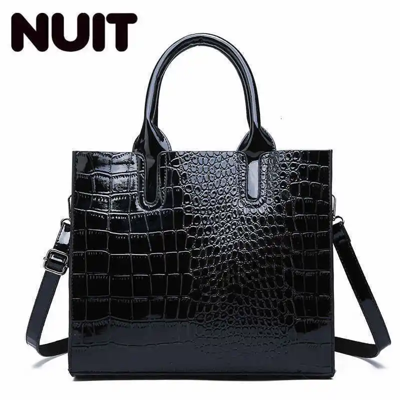 3 комплекта, высокое качество, лакированная кожа, женские сумки, черная Роскошная композитная сумка, модная сумка-тоут+ сумка через плечо+ кошелек - Цвет: black