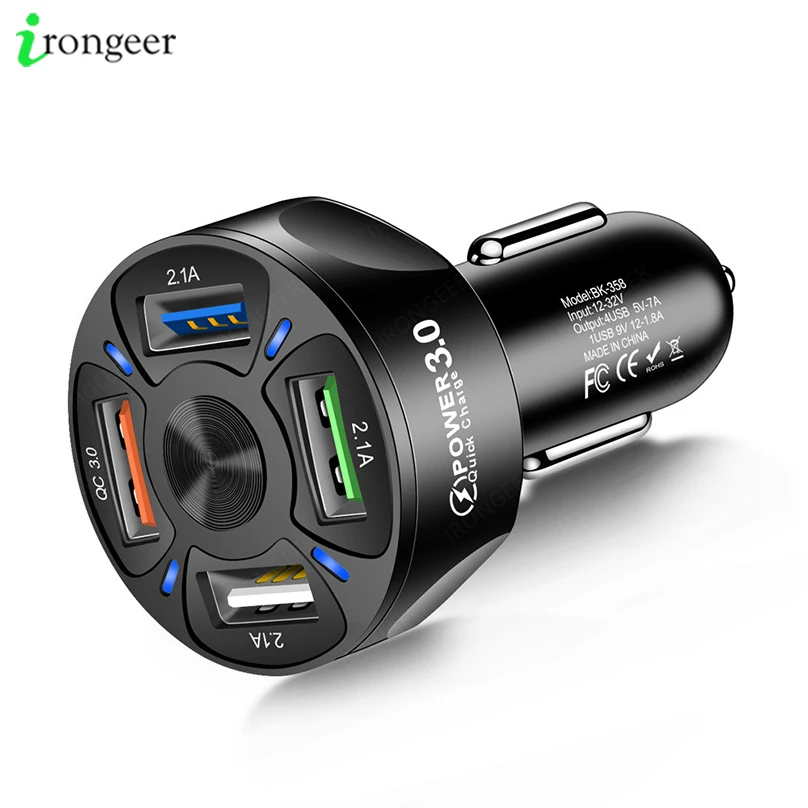 best car phone charger Universal Car Charger For Phone Quick Charge 3.0 Fast Charging in car 4 Port USB Phone Charger For Samsung S9 S10 iPhone 11 Pro car type c charger