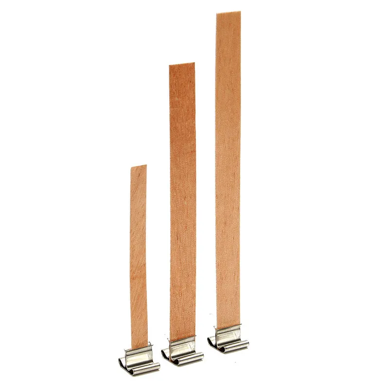 Top quality 100sets Wood Candle Wicks with Sustainer Tab Supplies Velas Candele Wick for Candle DIY Making For Home Church Deco