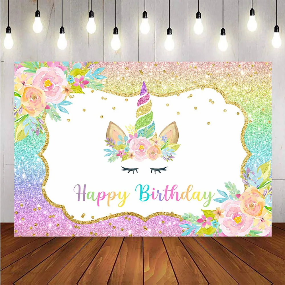 Unicorn rainbow backdrop photography party decoration photo backdrop