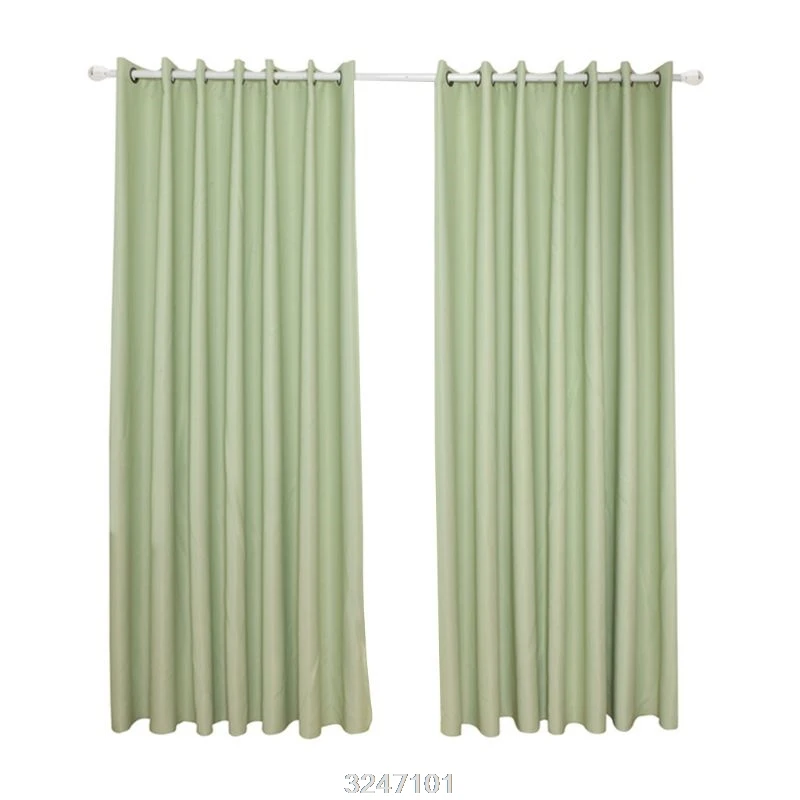 Thick Thermal Blackout Ready Made Eyelet Ring Top Pair Curtains Panel - Цвет: 8YY1200117-GN