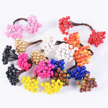 

25Pcs/50 Head 0.5Cm Double Heads Berry Stamen Artificial Flower For Wedding Home Party Decoration Diy Wreath Craft Fake Flower