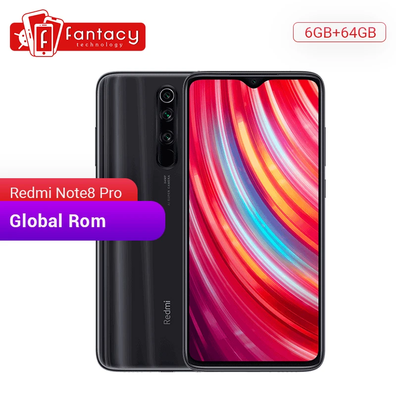 Xiaomi Redmi Note 8 Pro с глобальной прошивкой, 6 ГБ ОЗУ, 64 Гб ПЗУ, 64 мп, четырехъядерный смартфон MTK Helio G90T, 4500 мА/ч, 18 Вт, QC 3,0, UFS 2,1, NFC