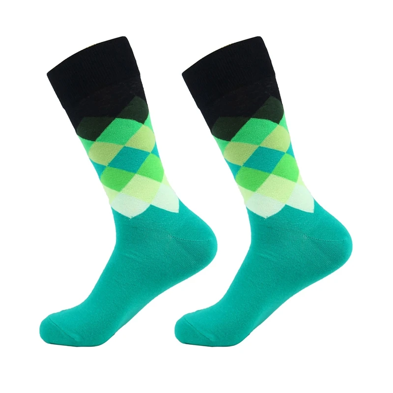 Новинка, 1 пара, мужские носки с градиентными цветами, стильные мужские Компрессионные носки для бега и велоспорта, повседневная одежда, длинные носки - Цвет: A1