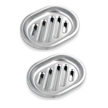 

2 Pieces Stainless Steel Bar Soap Dish Holder With Draining Tray for Bathroom Shower