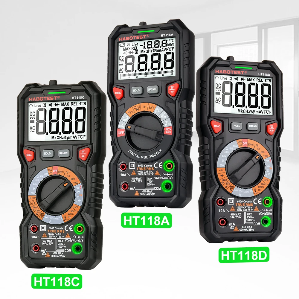 HT118 мультиметр с высокой точностью 6000 отсчетов 1000V AC DC Цифровой Мультиметр ом Гц