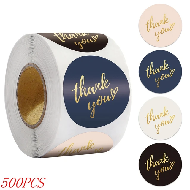 50-500pcs 1inch Blue Thank You Stickers For Envelope Sealing Labels Stationery Supplies Handmade Wedding Gift Decoration Sticker H0222-500pcs