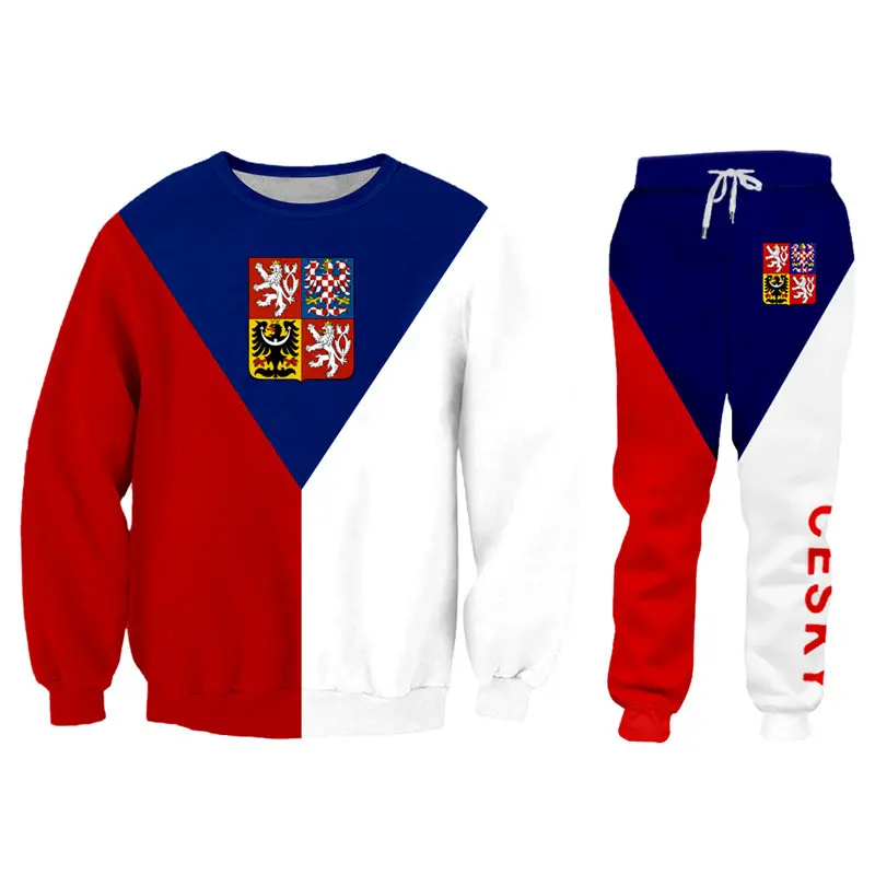 Luxury 3D Print Czech Republic Flag Zipper Jackets+Pants Set Unisex Gym Hoodie T-shirt Tank Joggers Tracksuit Sets Custom S-7XL (15)