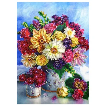

CSS Beautiful Flowers Round Shaped Diamond Painting Embroidery Needlework Rhinestone Cross Craft Stitch Kit DIY