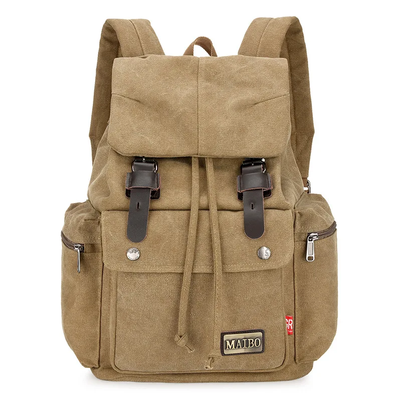 

Men And Women Canvas Backpack Drawstring Casual Large-Volume Bucket Travel Bag Wearable Trend School Bag