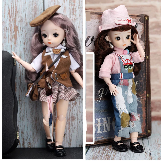 Fashion Dress Bjd Doll 30CM 18 Movable Joints Doll With Cool Dress Suit DIY Bjd Doll Best Gifts For Girl Handmade Beauty BJD Toy 2