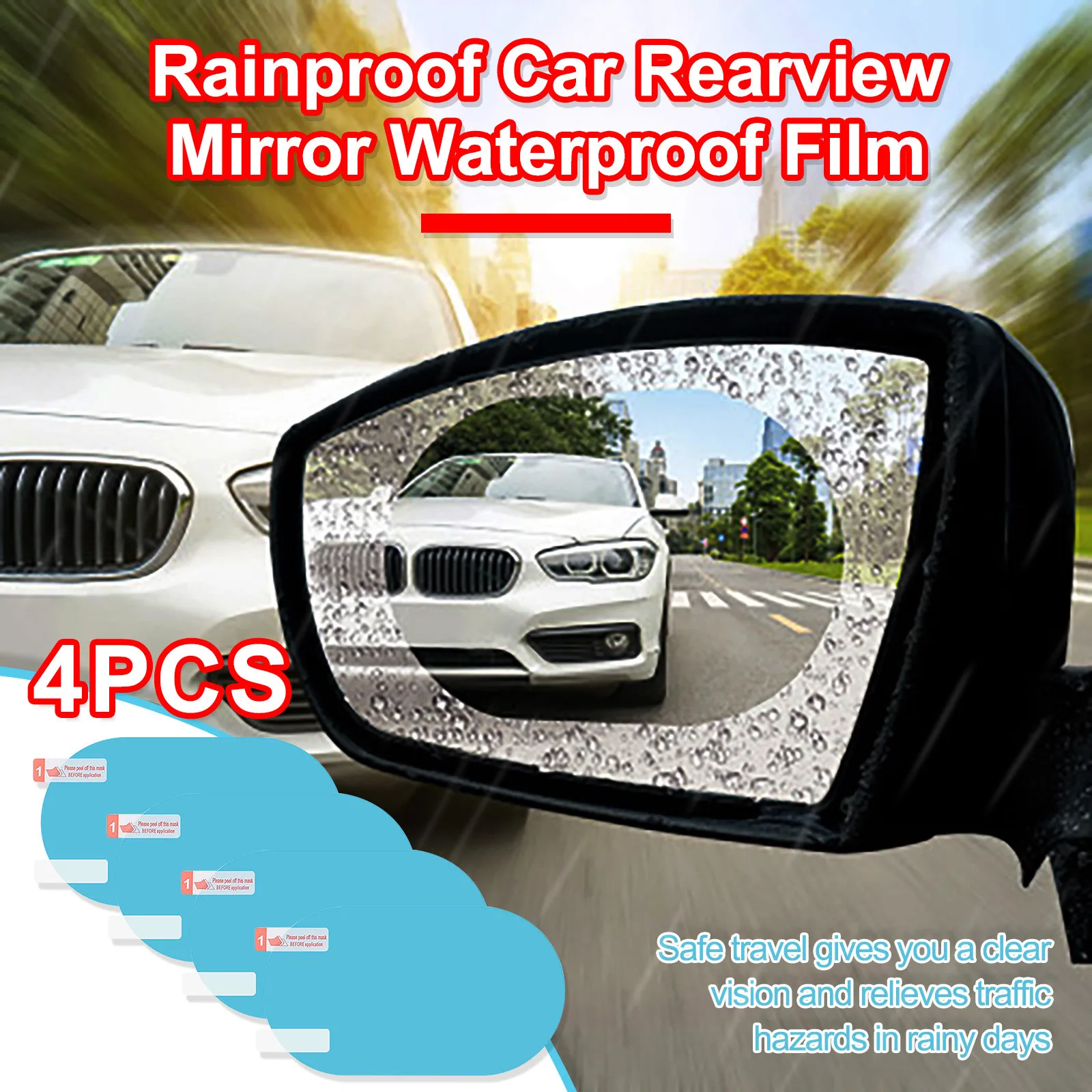 Película impermeable para espejo retrovisor de coche, 4 Uds., a prueba de lluvia, antiniebla, impermeable, accesorios Adhesivos para coche