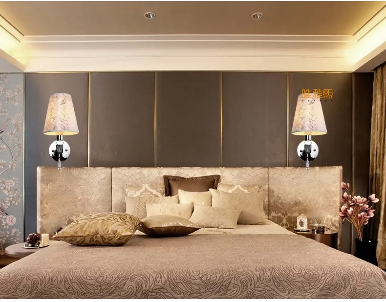 XC-6004 Fabric lampshade wall lamp crystal (3)_A