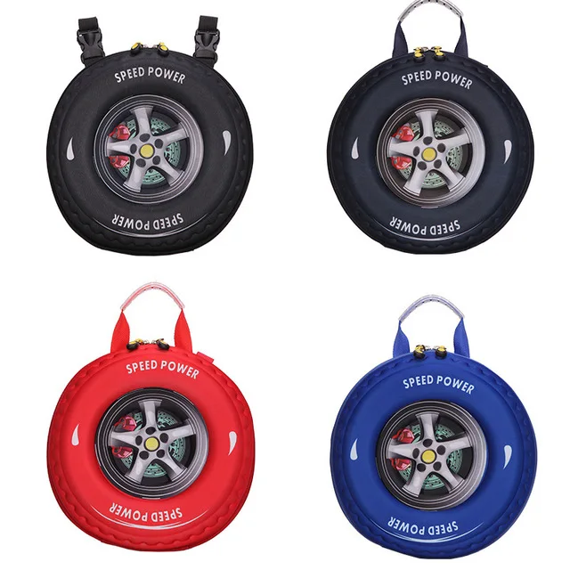 Kids Bag Package Cute Wheel Personality Childrens New 3D 24x13x24cm Tire-Bag Creative