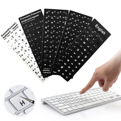 Autocollants de remplacement résistants à l'usure pour ordinateur portable, lettres antidérapantes, russe, anglais, espagnol, allemand, arabe, italien et japonais 