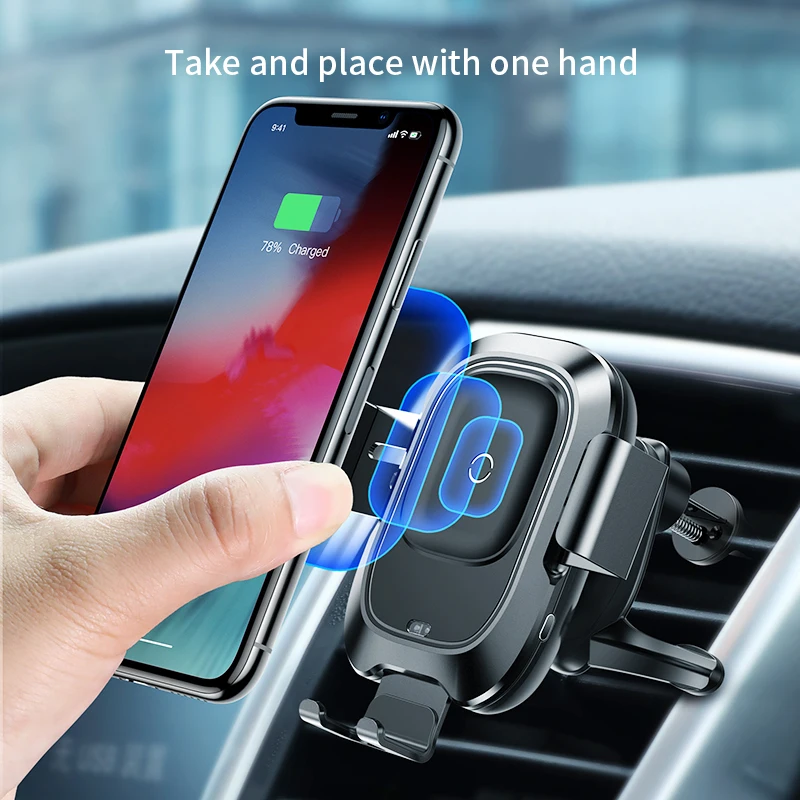 Baseus 15 Вт автомобильное qi Беспроводное зарядное устройство для iPhone xs 11 держатель на вентиляционное отверстие автомобиля беспроводной зарядный держатель Подставка для samsung huawei xiaomi