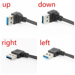 Compact 20cm USB 3.0 Angled Extension Cable - Male to Female Adapter Cord - 0.2m (Left)