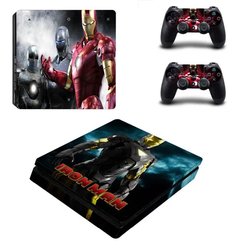 1 Avengers Iron Man PS4 Slim Skin Sticker For Sony PlayStation 4 Console and 2 Controllers PS4 Slim Skin Sticker Decal - Цвет: 1