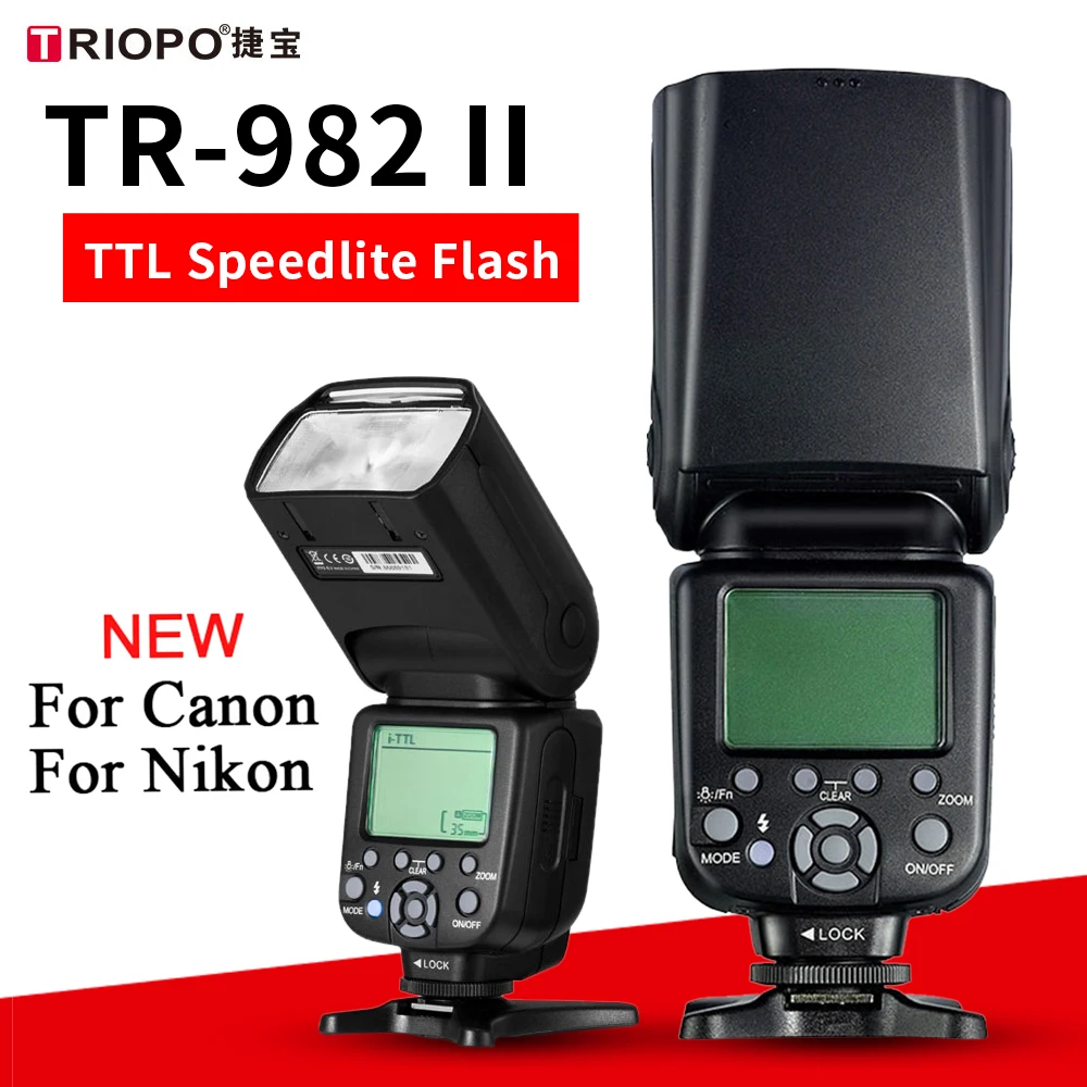 

TRIOPO TR-982 II Wireless TTL Speedlite Master Slave Camera Flash 1/8000 HSS Speedlite for Nikon for Canon DSLR Cameras