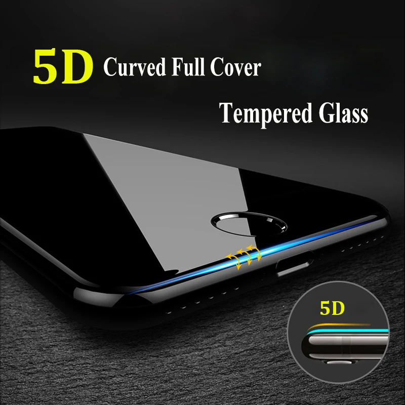 Закаленное стекло 5D 9H с изогнутыми краями и полным покрытием для iPhone 7 6 6S 8 Plus X XR XS