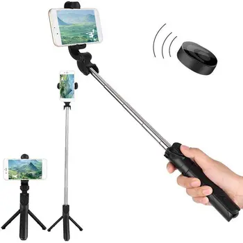 

New 3 In 1 Wireless Bluetooth Selfie Stick Foldable Mini Tripod Handheld Monopod with Remote Control for IPhone Huawei Samsung