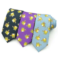 Мультяшные Галстуки 6 см, Мультяшные галстуки для мужчин и женщин, вечерние галстуки для худой шеи, повседневные Галстуки с принтом тигра, забавные тонкие галстуки
