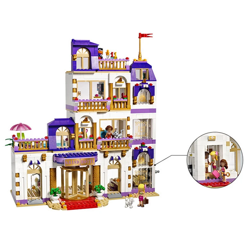 Online 1676 Uds. Heartlake Grand Hotel Friends bloques de construcción compatibles Legoinglys chicas chico DIY juguetes de regalo de cumpleaños para niños
