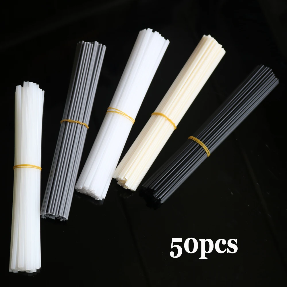 

50pcs Plastic Welding Rods Bumper Repair ABS/PP/PVC/PE Welding Sticks Welding Soldering Supplies Grey White Black Beige Color