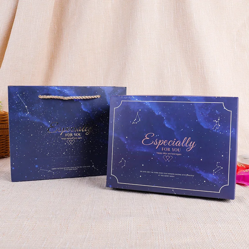 20 шт синяя звезда с Подарочный пакет с ручками брак конфетная бумага упаковка подарочная коробка коробки cajas для подарков bolsas de papel пакеты печенья - Цвет: 10pcs bag 10pcs box