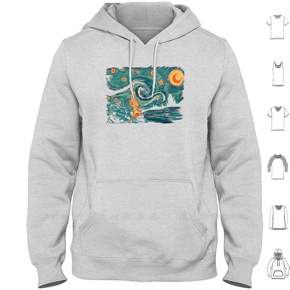 Starry Souls Felpa Con Cappuccio Manica Lunga Notte Stellata Van Gogh Dark Gaming Videogiochi Cavaliere