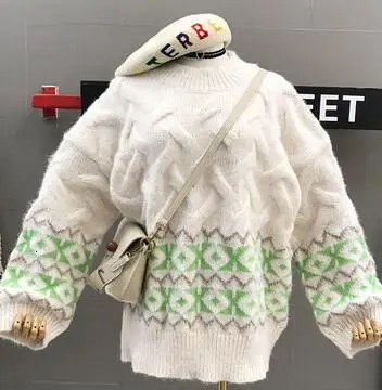 White Осенняя Новинка и зимний СВОБОДНЫЙ Модный комплект в длинном скрученном свитере женский тренд - Цвет: White