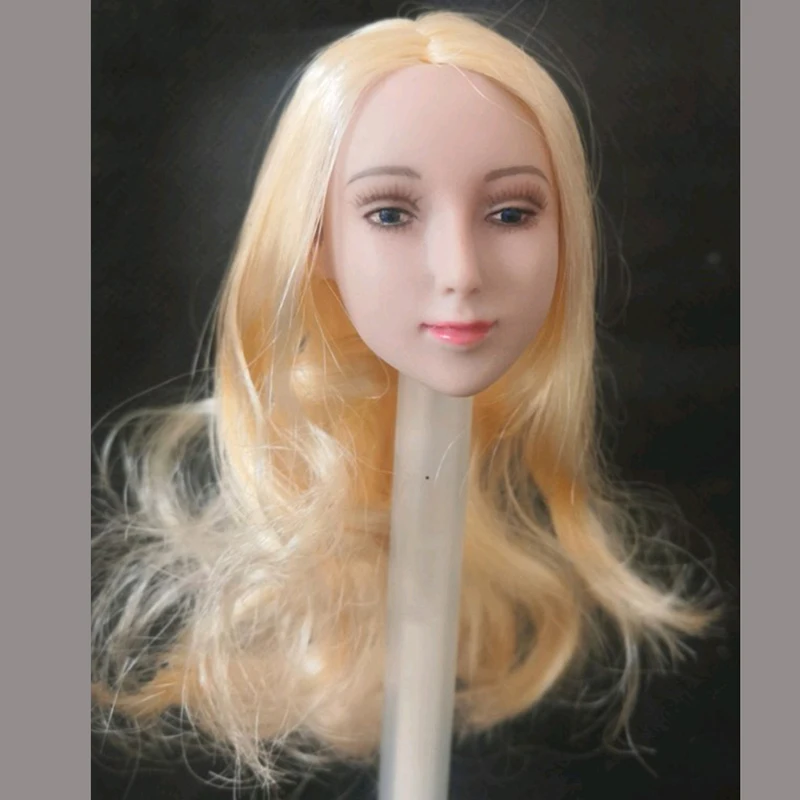 1/6 Scale Beauty Blonde Curls Hair Anime Girl Head Carving Fit 12'' Female Body 