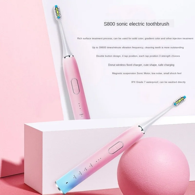 Electric Toothbrush S800 Ultrasonic Sonic toothbrush USB Charging IPX7 Waterproof extra brushes head Electric Toothbrush S800 Ultrasonic Sonic toothbrush USB Charging IPX7 Waterproof extra brushes head
