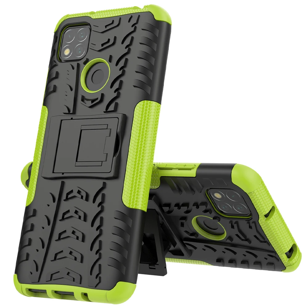 Für Xiaomi Redmi 9C Fall Abdeckung Rüstung Ständer Halter Robuste Silikon Stoßfest Stoßstange Fall für Xiaomi Redmi 9C für Redmi 9_voghion.com
