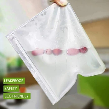 

Silicone Food Storage Bag Reusable Freezer Bag PEVA Ziplock Bag Leakproof Top Zero Waste Kitchen Organizer Fresh Bag Hot Sale