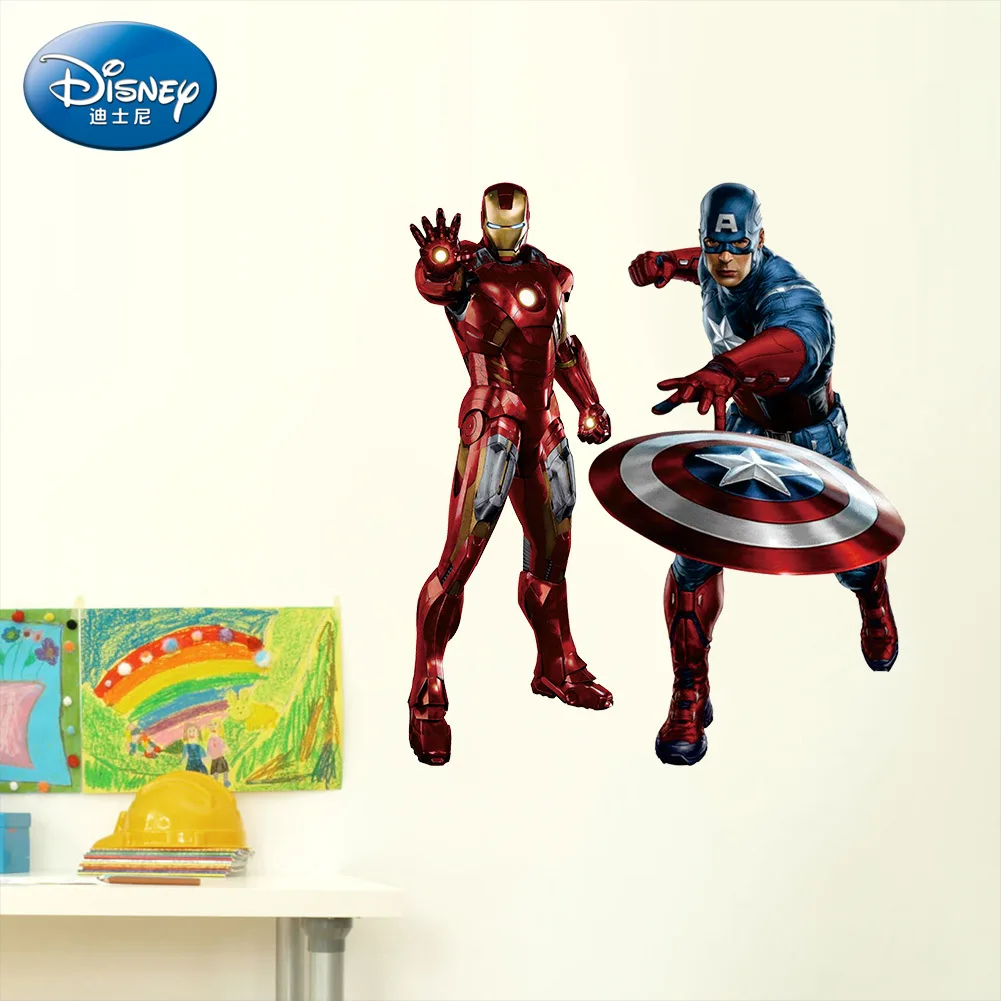 Disney Marvel Америка Капитан 3D креативные настенные наклейки детская комната стикер с рисунком из мультфильма гостиная телевизор стикер s