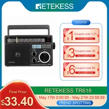 Retekess TR618 AM FM SW Portable Analog Radio with Digital MP3 Player Loud Volume Big Speaker Ideal for Home and Elderly