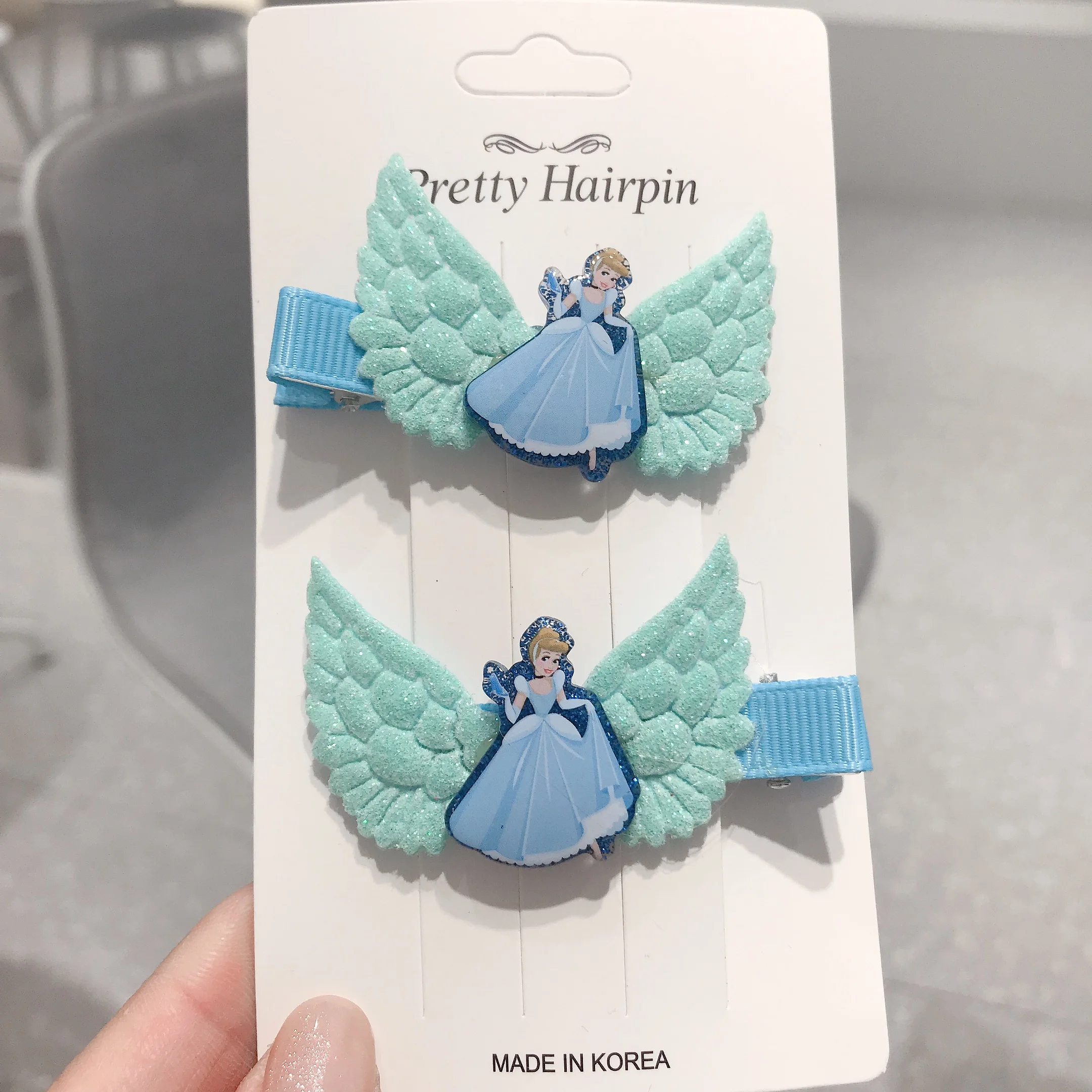 Новое поступление 2 шт. заколки для волос маленькой принцессы с крыльями BB