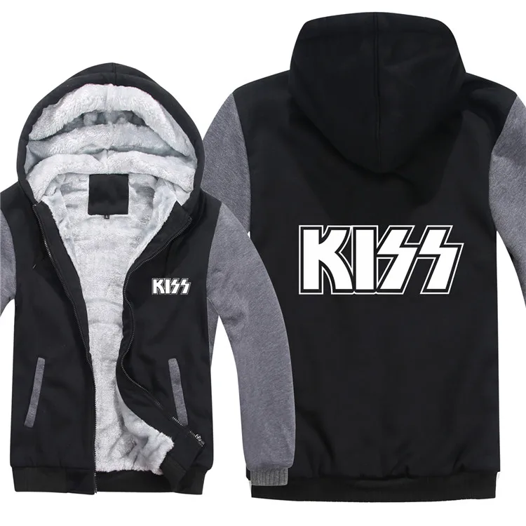 Kiss Band толстовки для мужчин пуловер шерстяная подкладка куртка Kiss Band хип-хоп толстовки с капюшоном модное пальто - Цвет: as picture