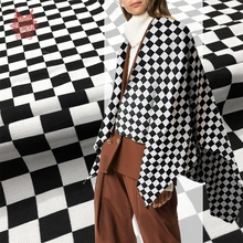 Американский стиль белый черный плед жаккардовая парча ткань для платья пальто вискоза жаккардовая ткань tela tecido stoffen пряжа SP5619