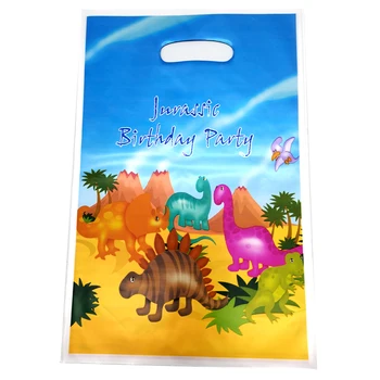 

Dinosaur Theme Baby Shower Party Boys Kids Favors Plastic Loot Bags Happy Birthday Events Supplies Decorate Gifts Bag 100pcs/lot
