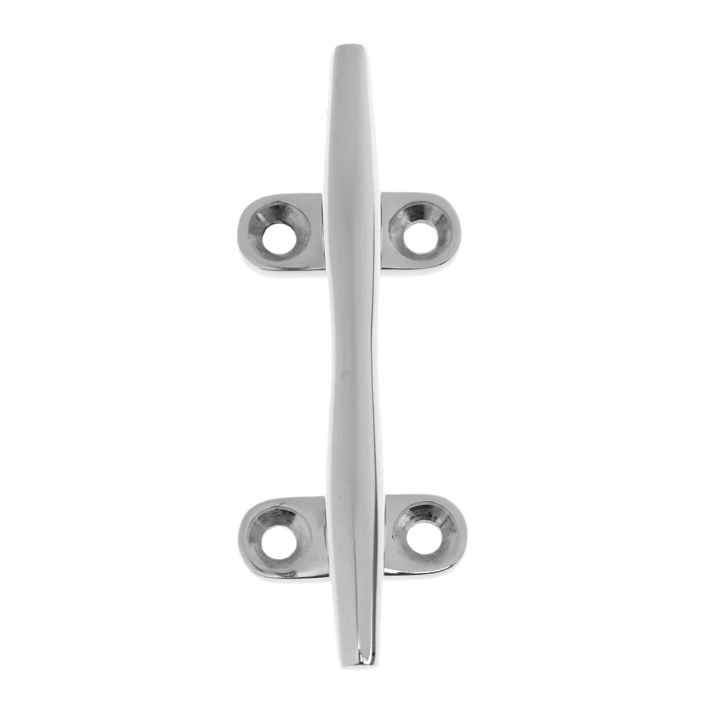 Set of 2 Deluxe 4'' / 100mm High Polished Stainless Steel Boat Dock Deck Line Rope Bar Cleat Open Base