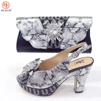 

Luxury Decorated with rhinestones Italian New Summer Designs Party Shoes And Bag Set African Women High Heels Sandals With A Bag