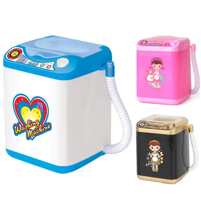 2020 Newest Sponge Makeup Brushe Cleaner Toy Mini Electric Washing Machine Children Pre School Toy Pretend Play Housekeeping Toy 4