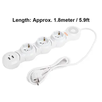 

Power Strip Deformation 3 Concave Jack 10A USB Charging Safety EU Plug 220V-250V Hot