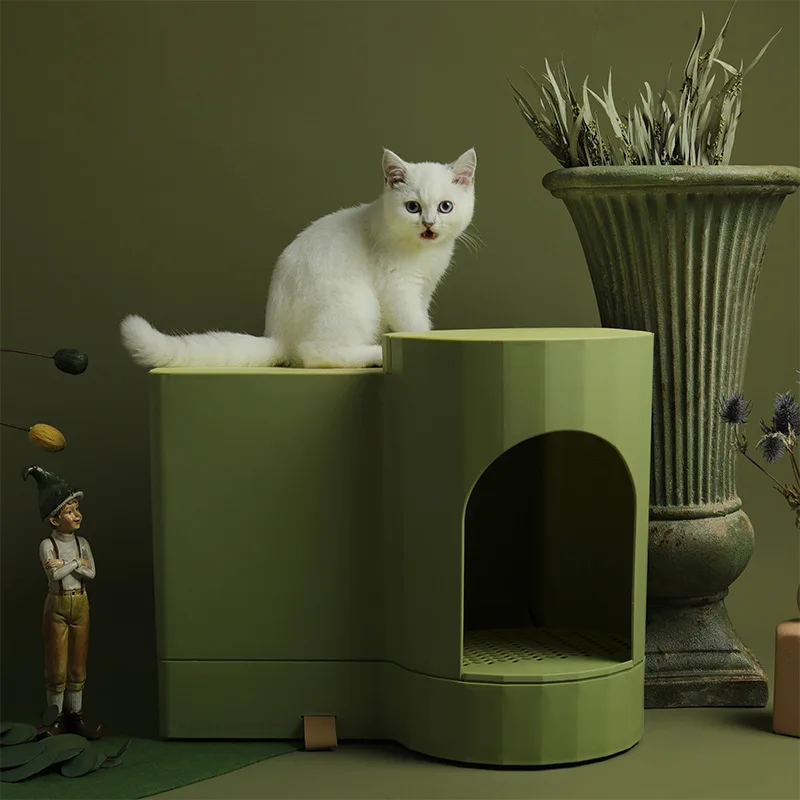 Totally enclosed type fully automatic induction lamp cat toilet modular wood grain cat litter basin pet supplies cat litter box Totally enclosed type fully automatic induction lamp cat toilet modular wood grain cat litter basin pet supplies cat litter box