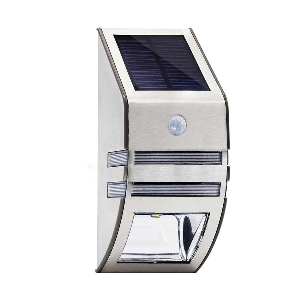 

4V 0.4W Solar 2-LED Stainless Steel PIR Body Sensor Wall Light Outdoor Stair Aisle Lamp For Night Lighting