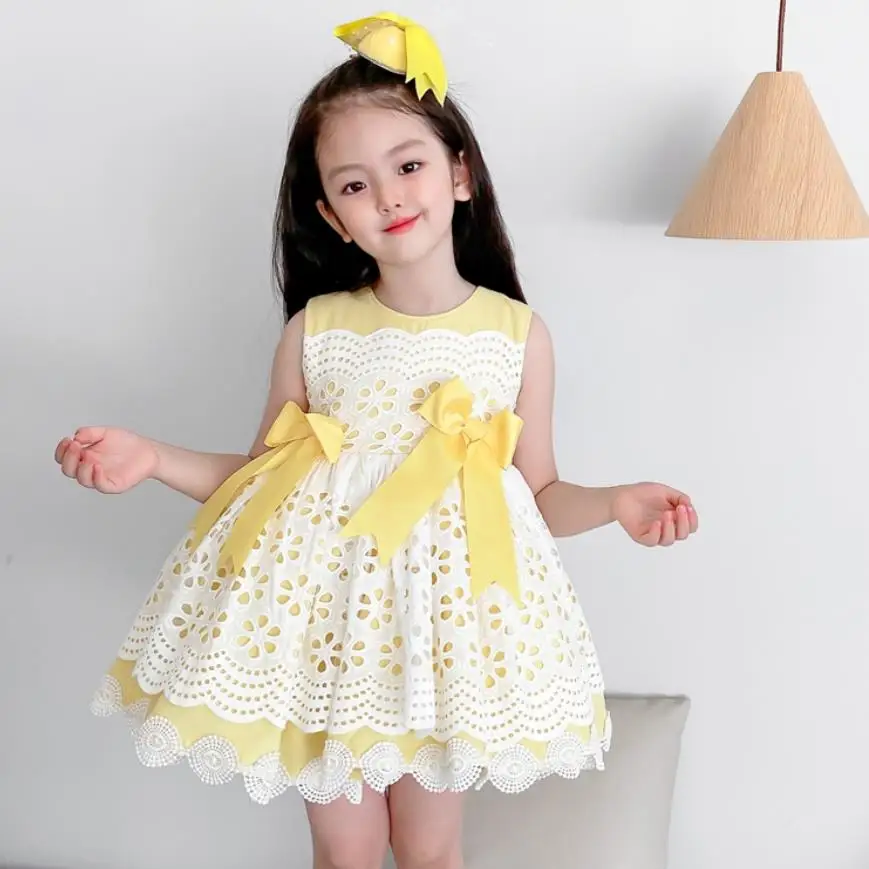 Roupa do Bebê Espanhol do Vintage Vestido de Baile Costura sem Mangas Festa de Aniversário da Páscoa Vestidos de Princesa para a Menina Lolita Laço A447 7 Mamãe e Bebê