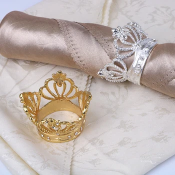 

Metal Alloy Rhinestone Crown Napkin Buckles Napkin Rings Clasp Wedding Party Table Decoration