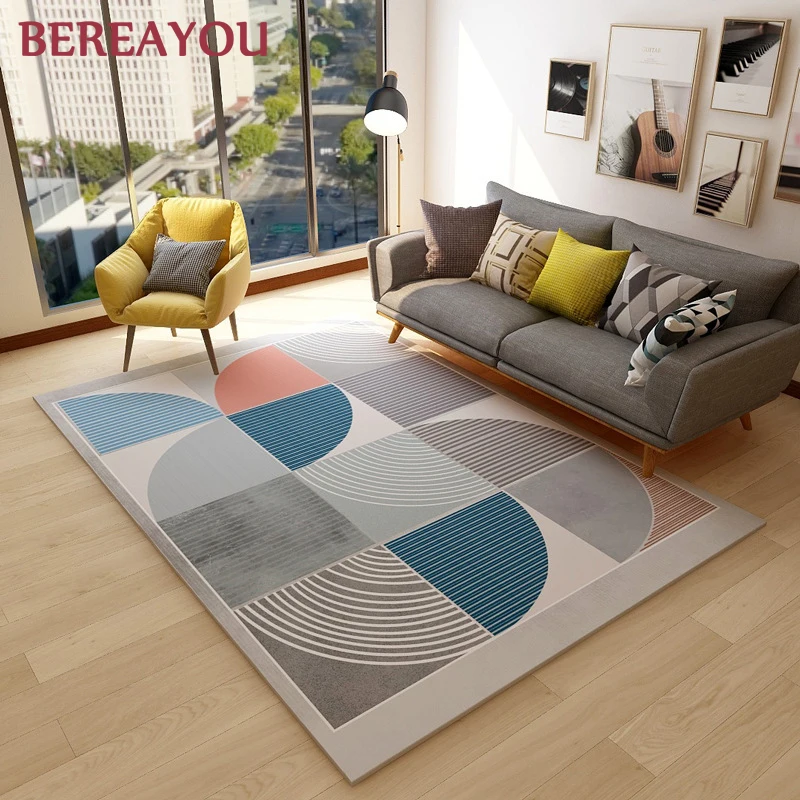 Nordic Geometric Floor Mats Living Room Bedroom Non-slip Rugs Household Carpets 